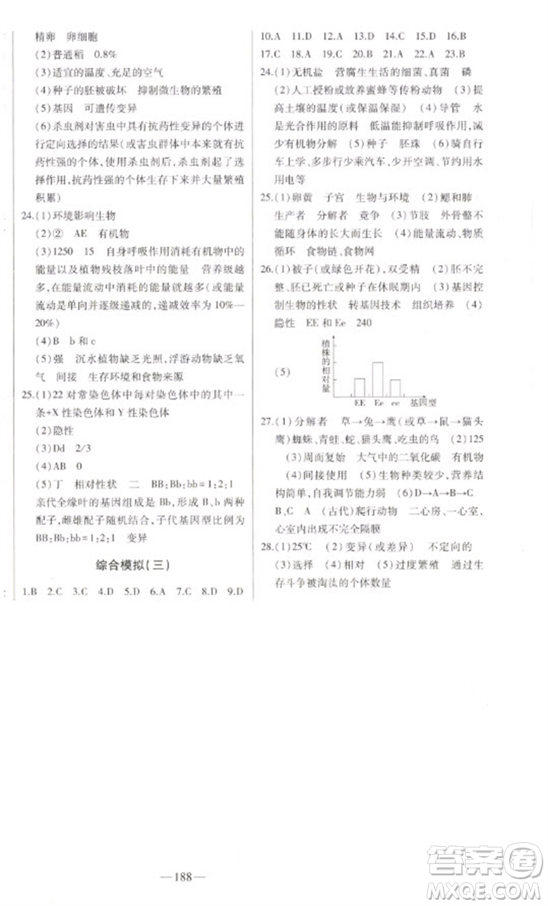 吉林人民出版社2023初中新課標(biāo)名師學(xué)案智慧大課堂八年級(jí)生物下冊(cè)濟(jì)南版參考答案