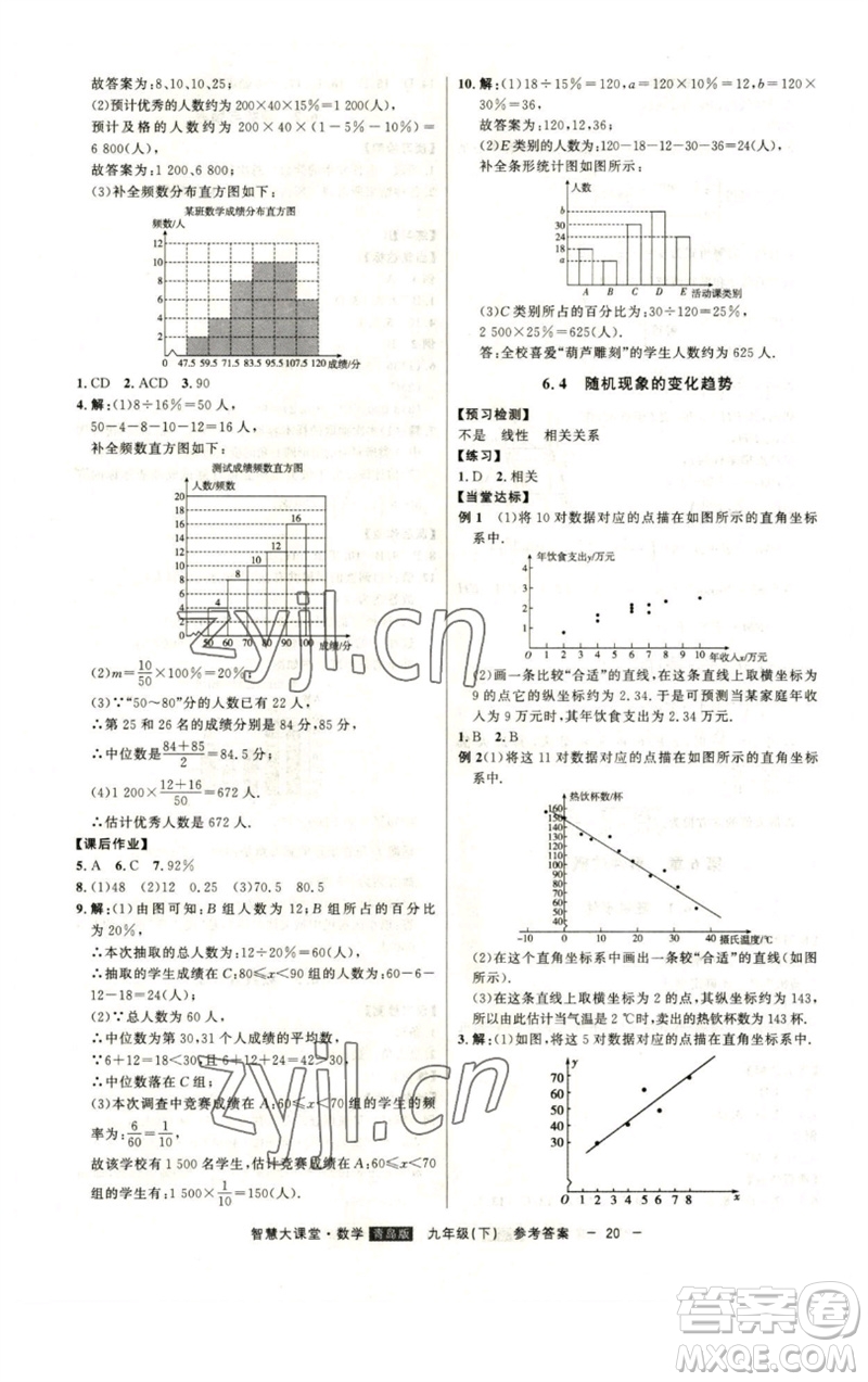 吉林人民出版社2023初中新課標名師學案智慧大課堂九年級數(shù)學下冊青島版參考答案