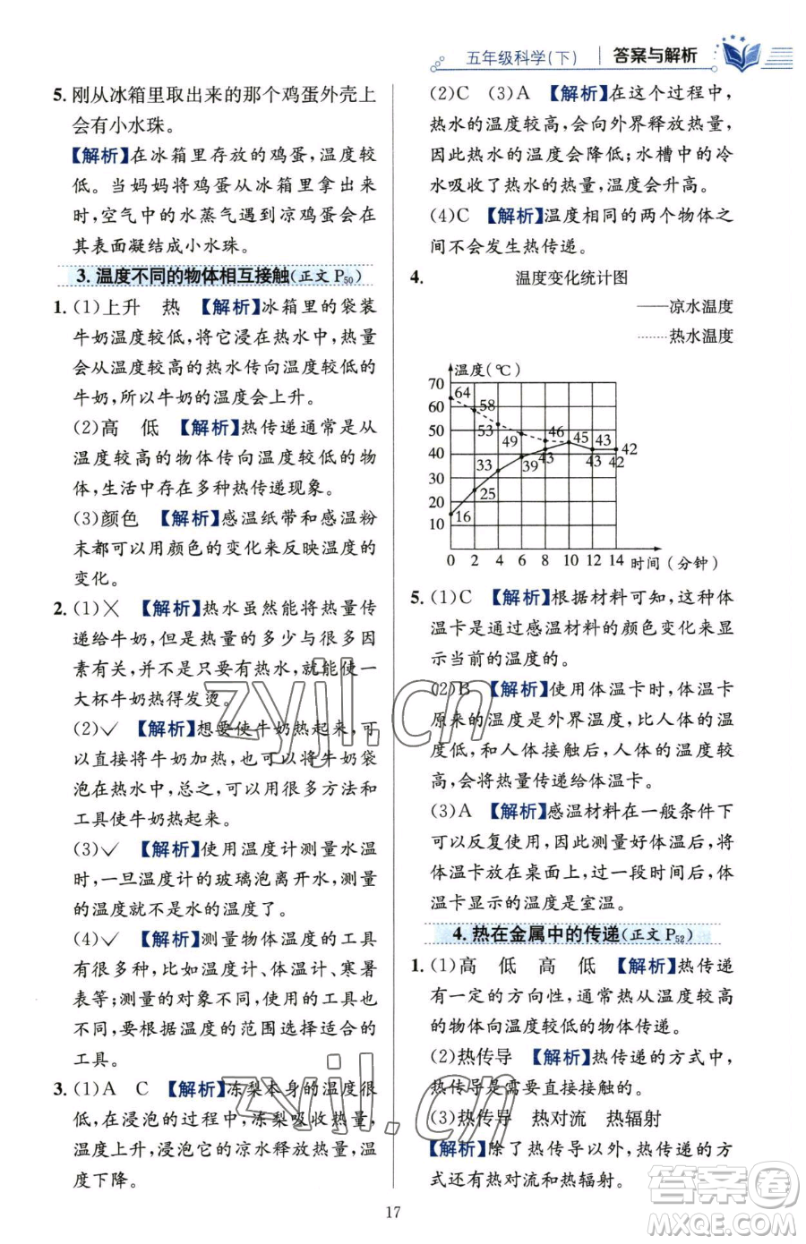 陜西人民教育出版社2023小學(xué)教材全練五年級(jí)下冊(cè)科學(xué)教科版參考答案