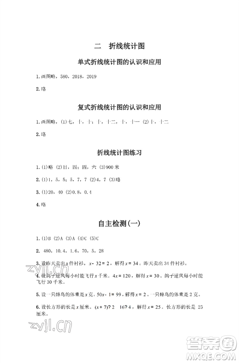 江蘇鳳凰教育出版社2023練習(xí)與測(cè)試小學(xué)數(shù)學(xué)五年級(jí)下冊(cè)蘇教版彩色版參考答案