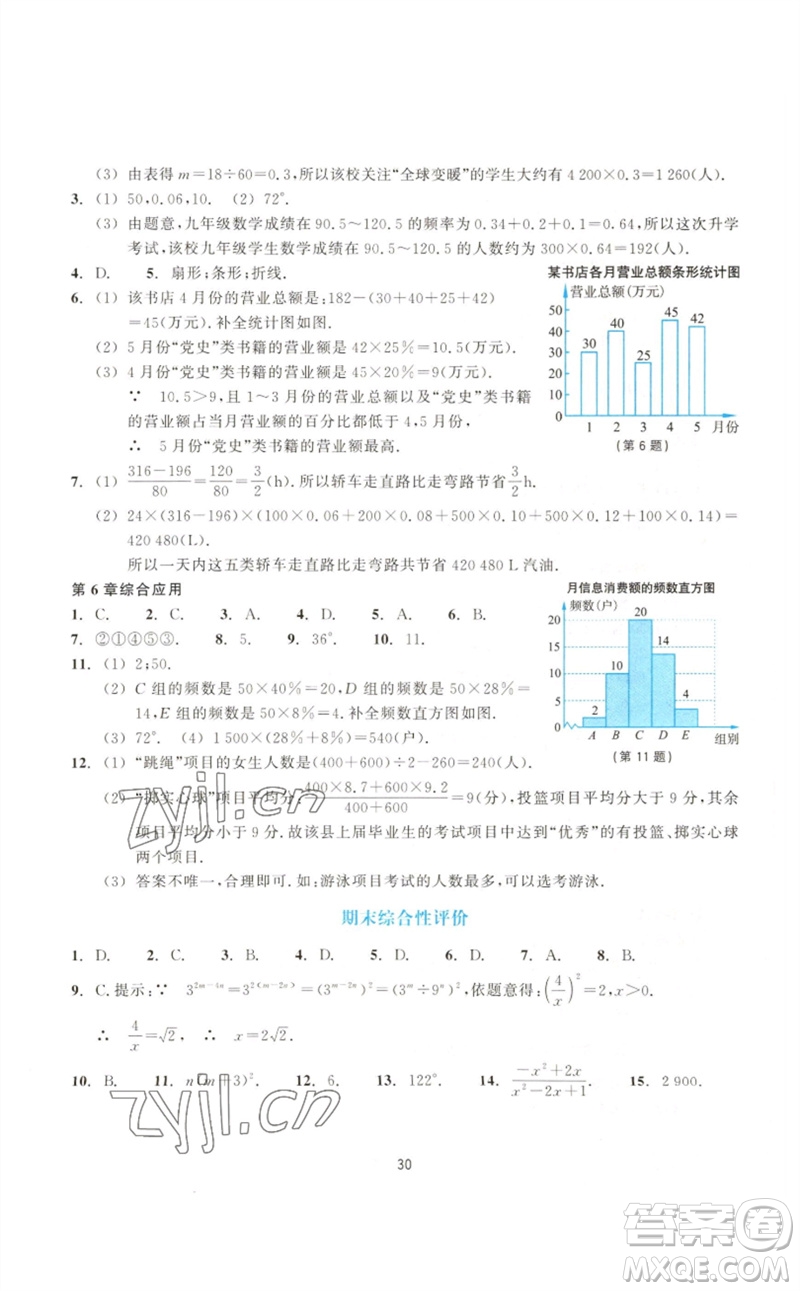 浙江教育出版社2023學(xué)能評價七年級數(shù)學(xué)下冊浙教版參考答案