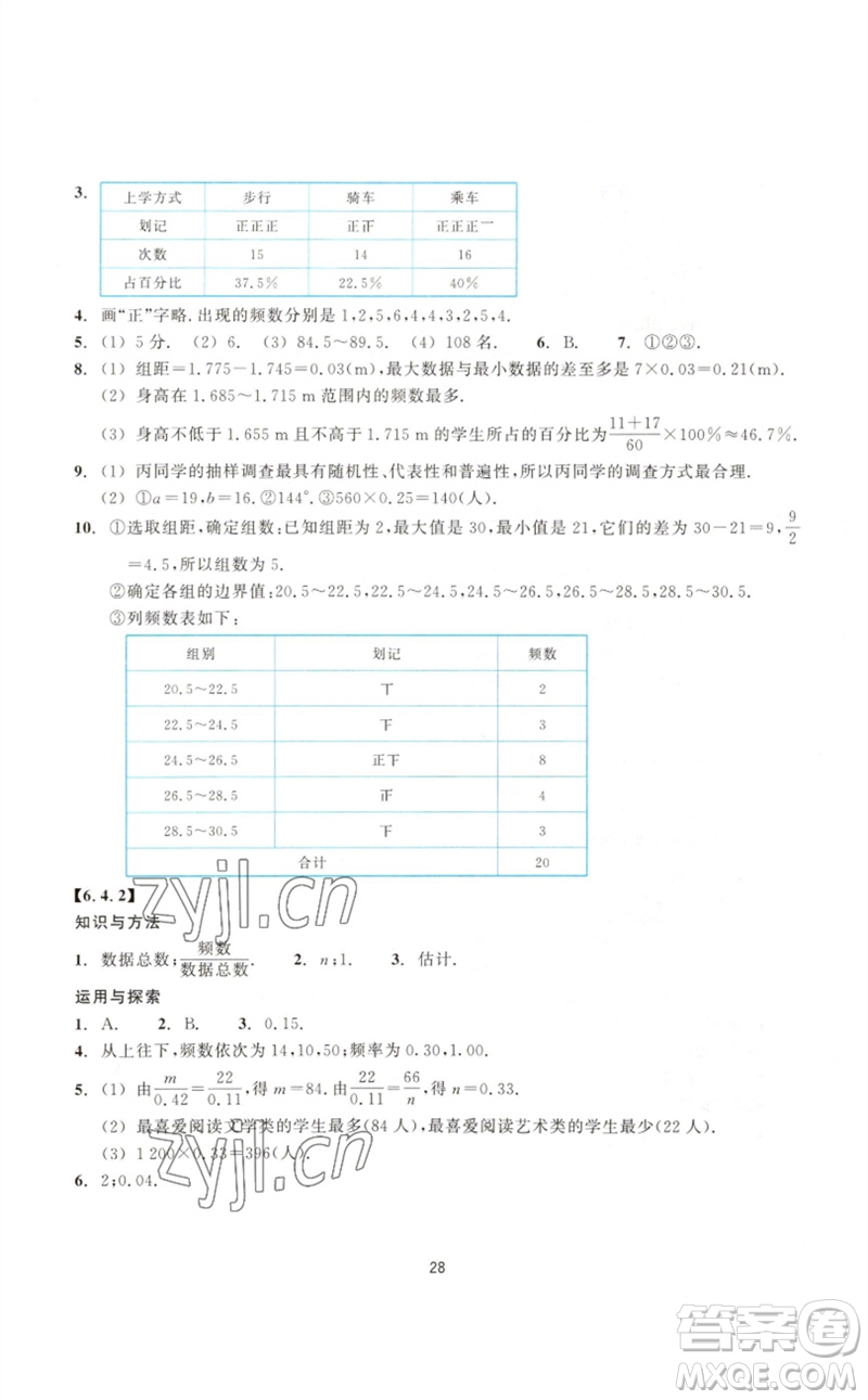 浙江教育出版社2023學(xué)能評價七年級數(shù)學(xué)下冊浙教版參考答案
