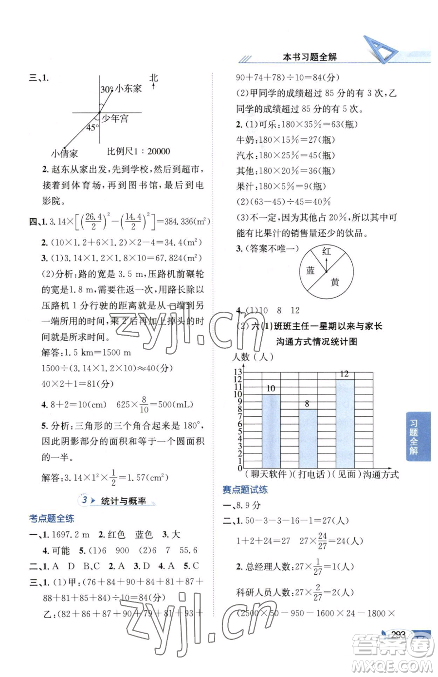 陜西人民教育出版社2023小學教材全解六年級下冊數(shù)學西南師大版參考答案