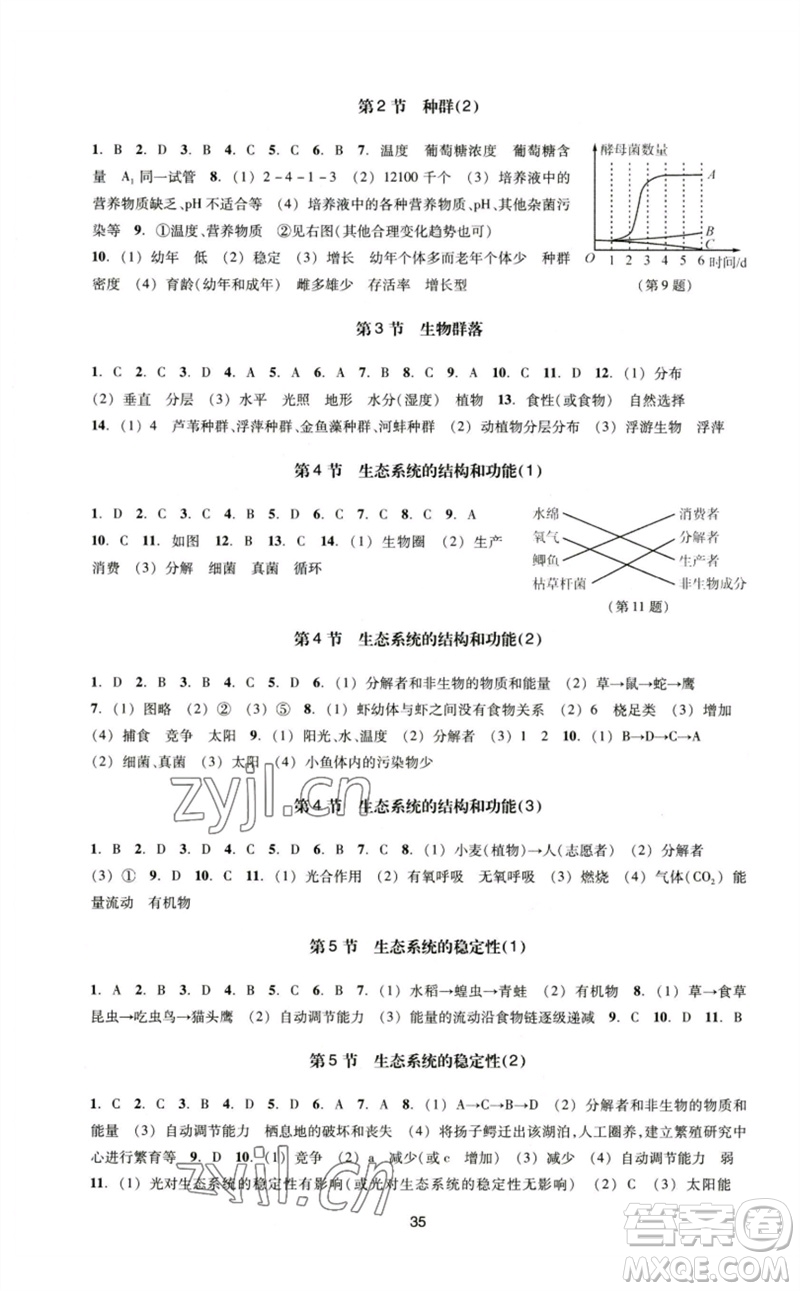 浙江教育出版社2023學(xué)能評價(jià)八年級科學(xué)下冊浙教版參考答案