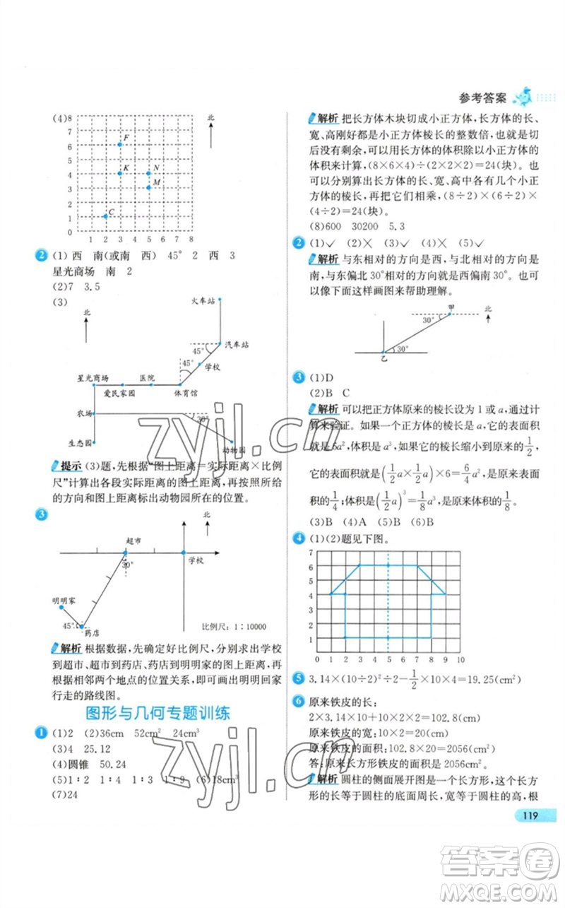 河北教育出版社2023七彩練霸六年級數(shù)學下冊人教版參考答案