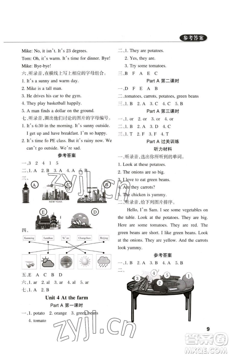 西安出版社2023狀元坊全程突破導(dǎo)練測四年級下冊英語人教版佛山專版參考答案