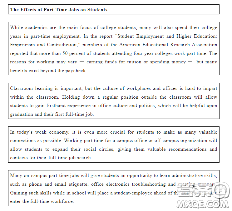 Benefits of Taking Part-time Jobs英語作文 關(guān)于Benefits of Taking Part-time Jobs的英語作文