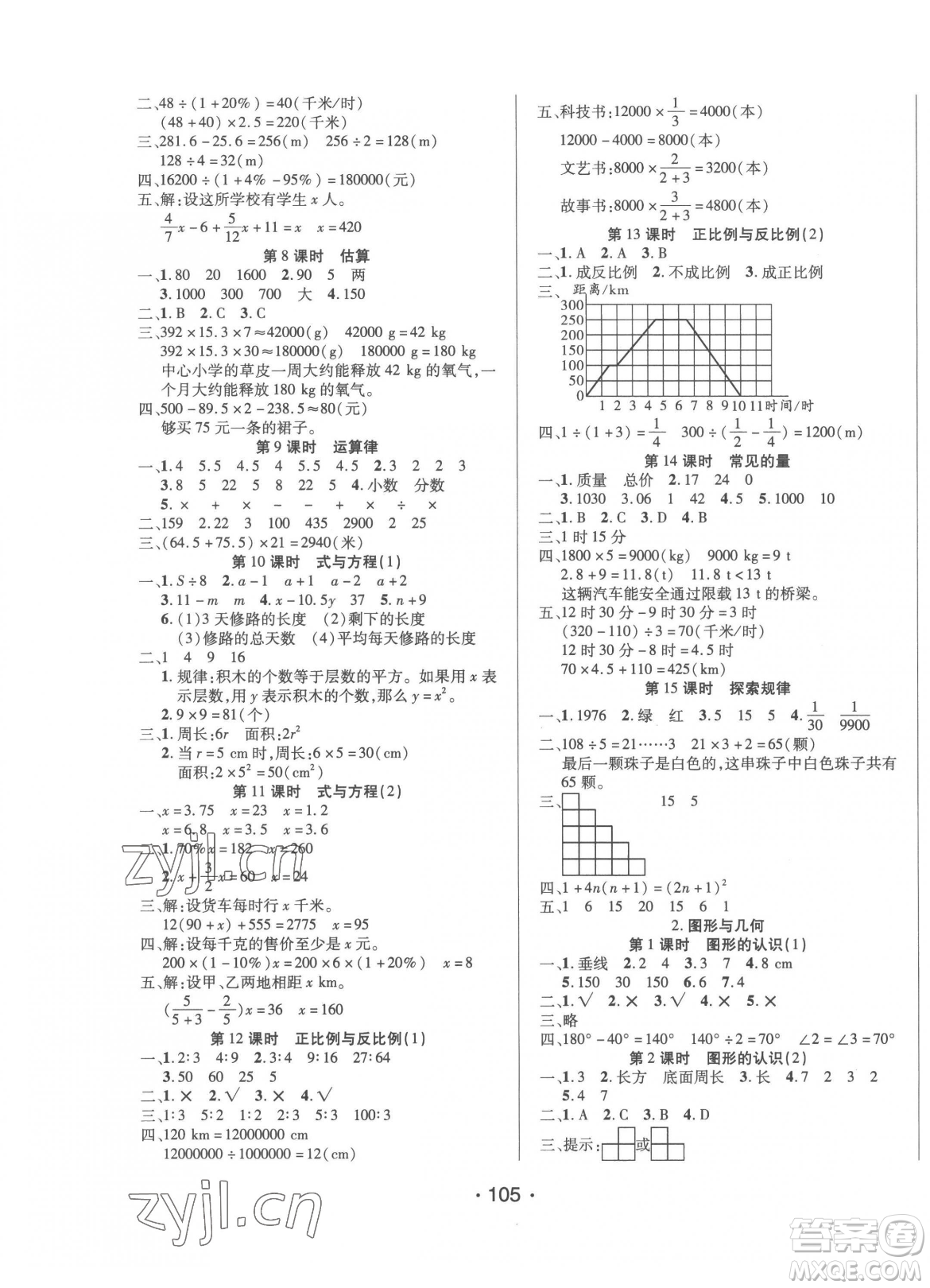 陽光出版社2023自主課堂六年級(jí)下冊數(shù)學(xué)北師大版參考答案