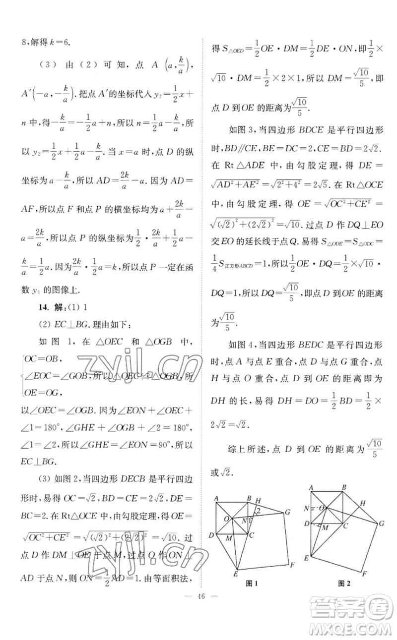 江蘇鳳凰科學(xué)技術(shù)出版社2023初中數(shù)學(xué)小題狂做八年級下冊蘇科版巔峰版參考答案