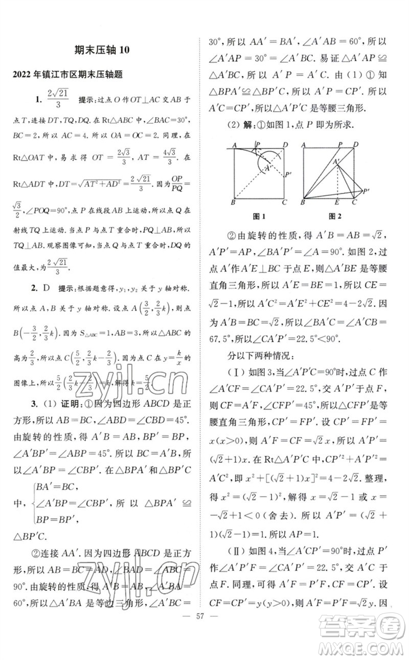 江蘇鳳凰科學(xué)技術(shù)出版社2023初中數(shù)學(xué)小題狂做八年級下冊蘇科版巔峰版參考答案