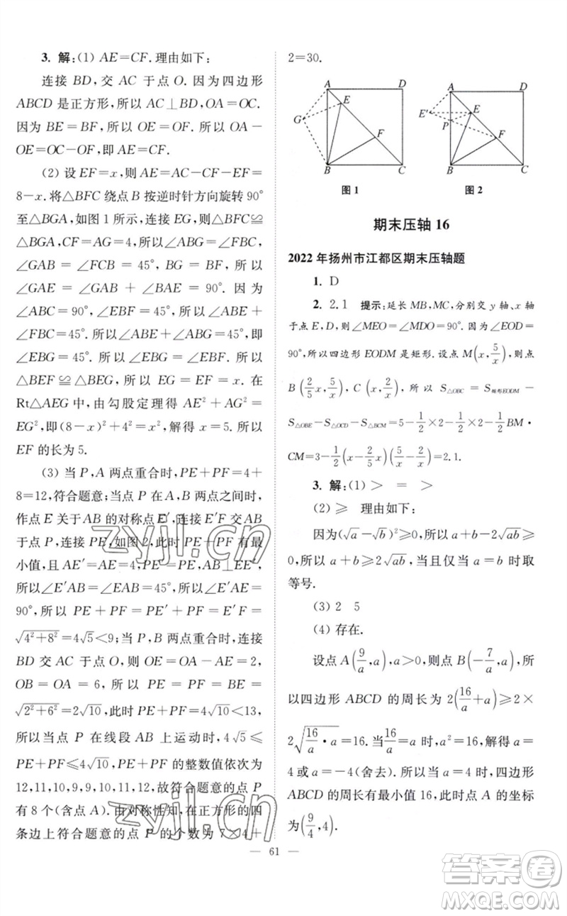 江蘇鳳凰科學(xué)技術(shù)出版社2023初中數(shù)學(xué)小題狂做八年級下冊蘇科版巔峰版參考答案