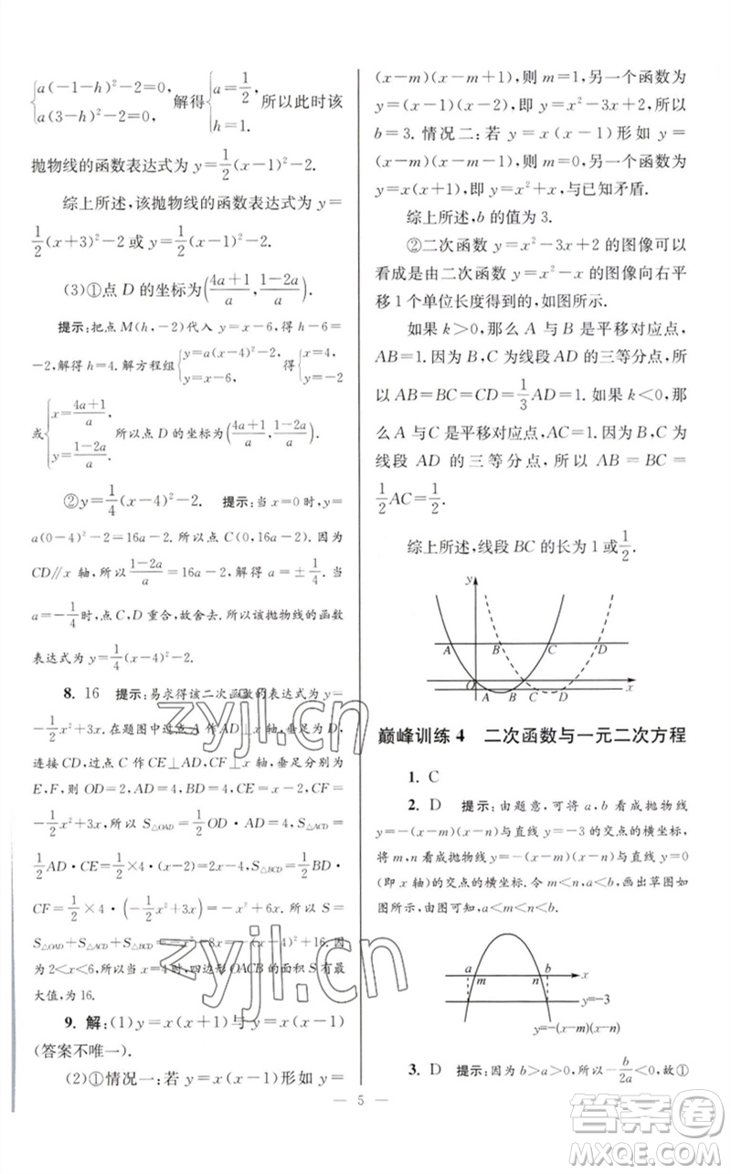 江蘇鳳凰科學(xué)技術(shù)出版社2023初中數(shù)學(xué)小題狂做九年級下冊蘇科版巔峰版參考答案