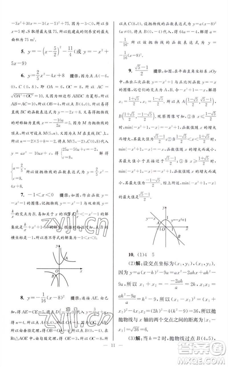 江蘇鳳凰科學(xué)技術(shù)出版社2023初中數(shù)學(xué)小題狂做九年級下冊蘇科版巔峰版參考答案