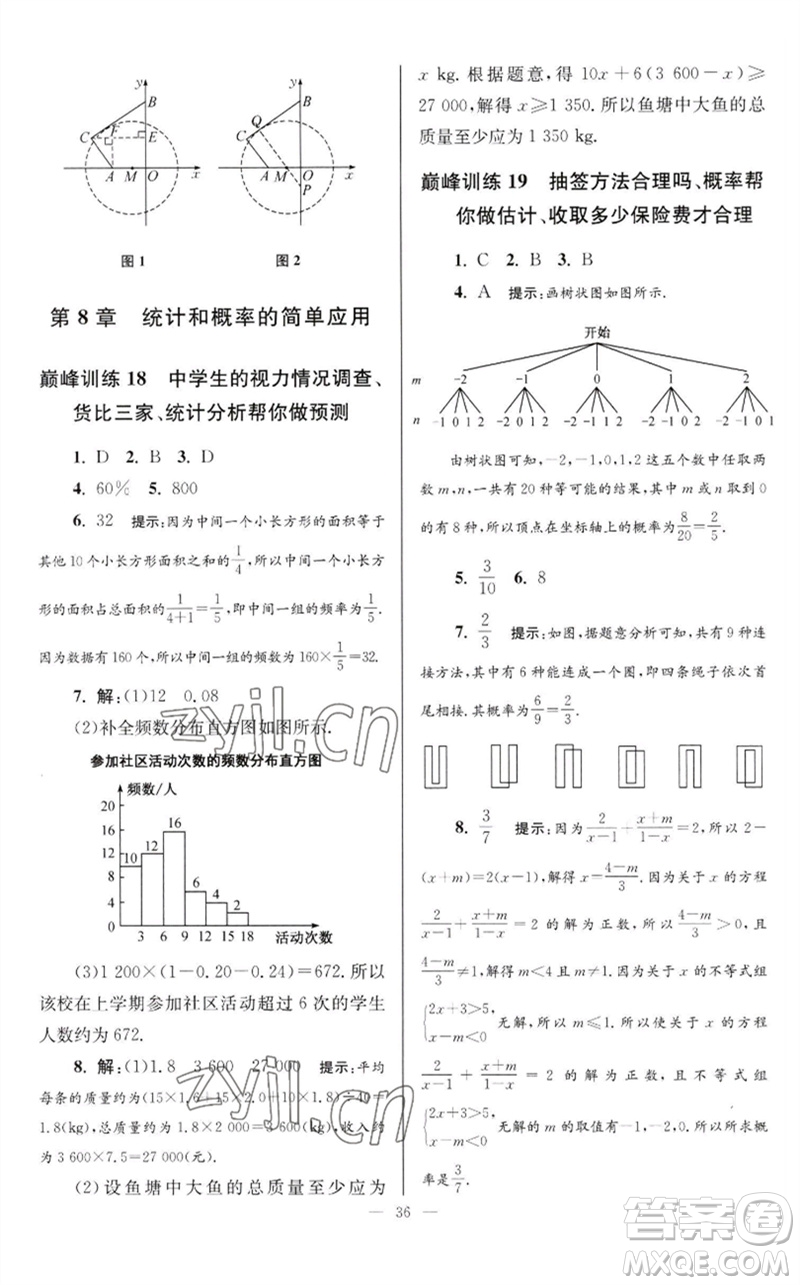 江蘇鳳凰科學(xué)技術(shù)出版社2023初中數(shù)學(xué)小題狂做九年級下冊蘇科版巔峰版參考答案