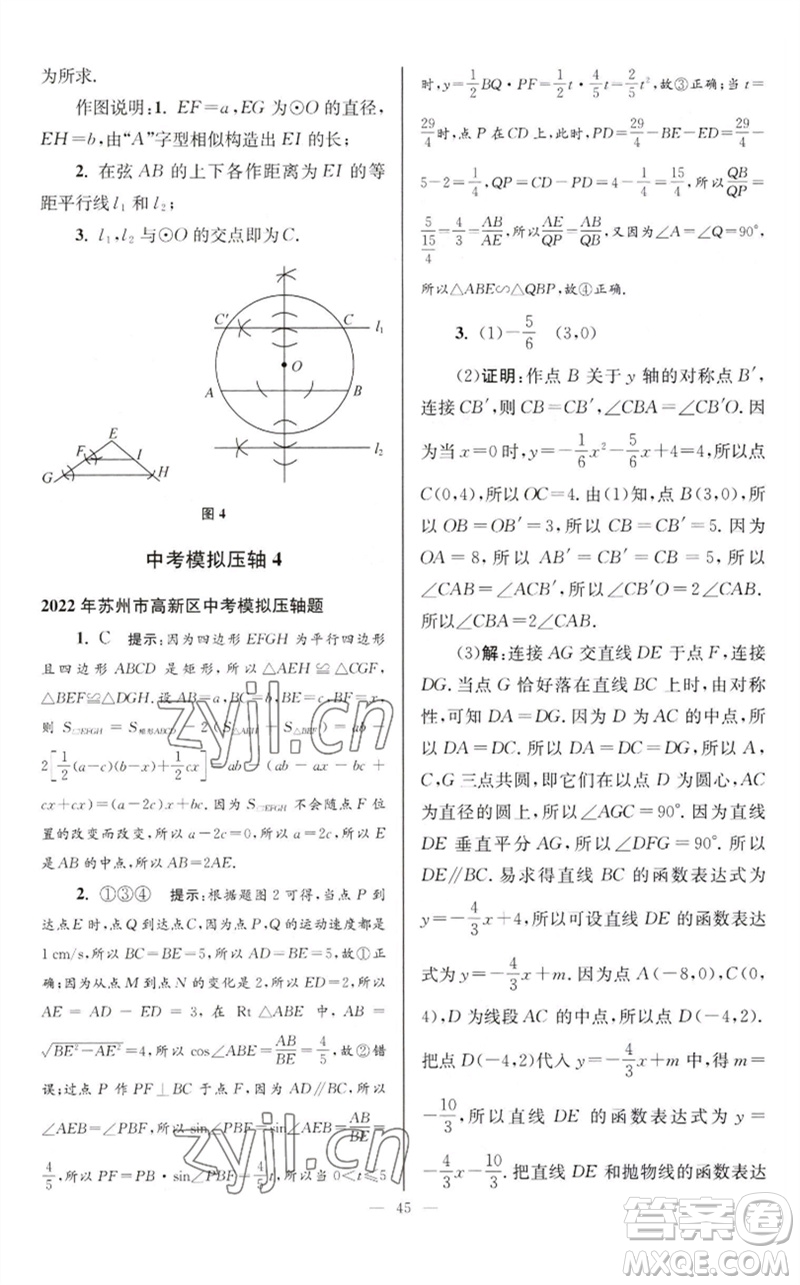 江蘇鳳凰科學(xué)技術(shù)出版社2023初中數(shù)學(xué)小題狂做九年級下冊蘇科版巔峰版參考答案