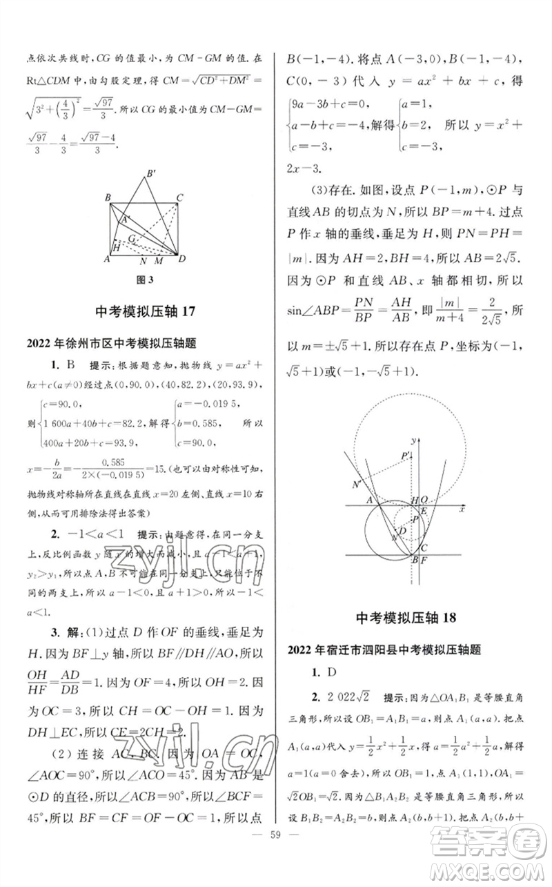 江蘇鳳凰科學(xué)技術(shù)出版社2023初中數(shù)學(xué)小題狂做九年級下冊蘇科版巔峰版參考答案