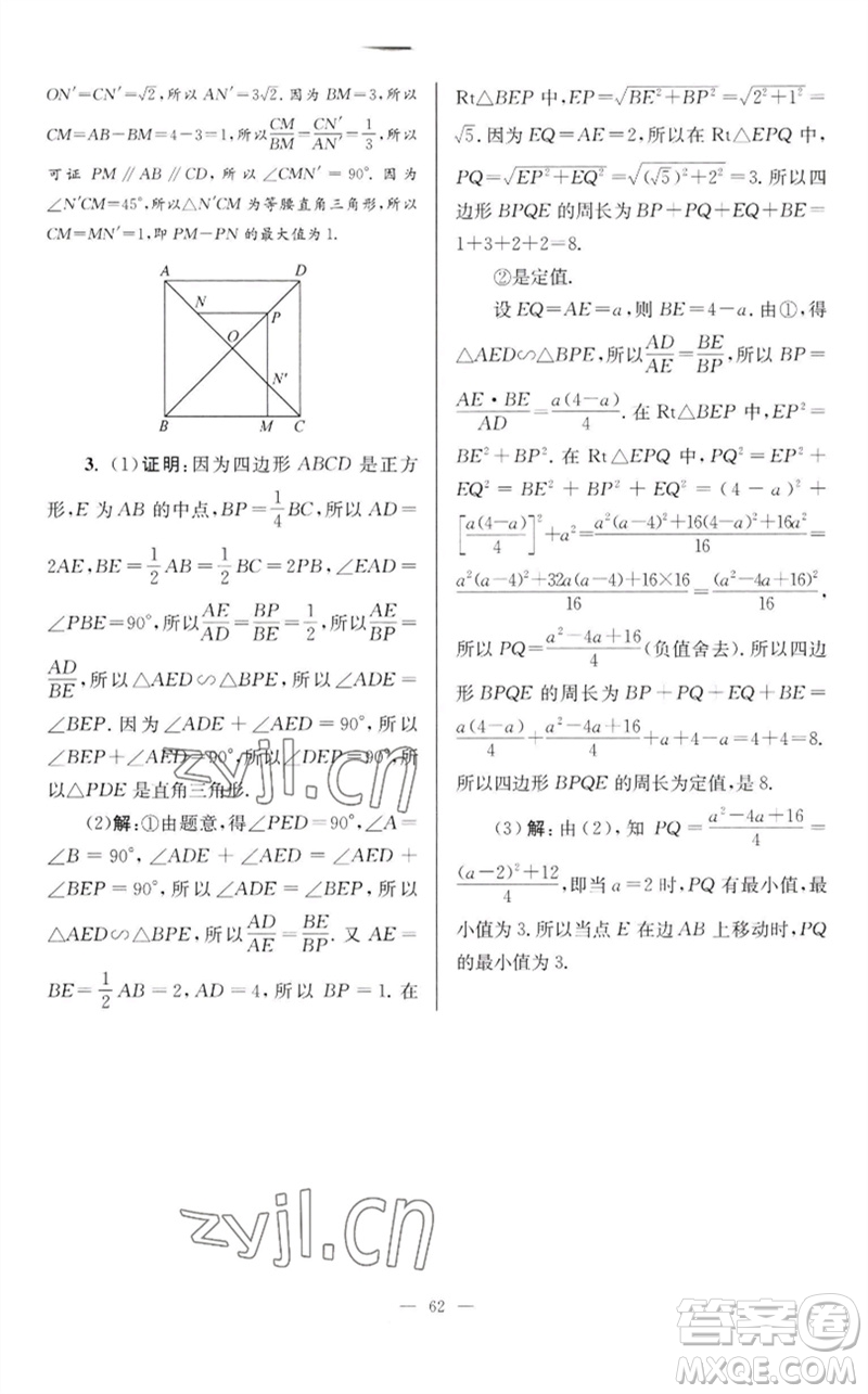 江蘇鳳凰科學(xué)技術(shù)出版社2023初中數(shù)學(xué)小題狂做九年級下冊蘇科版巔峰版參考答案