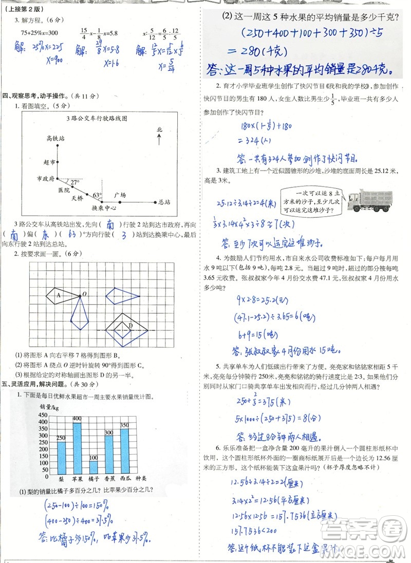 2023年春少年智力開(kāi)發(fā)報(bào)六年級(jí)數(shù)學(xué)下冊(cè)蘇教版第43-46期答案