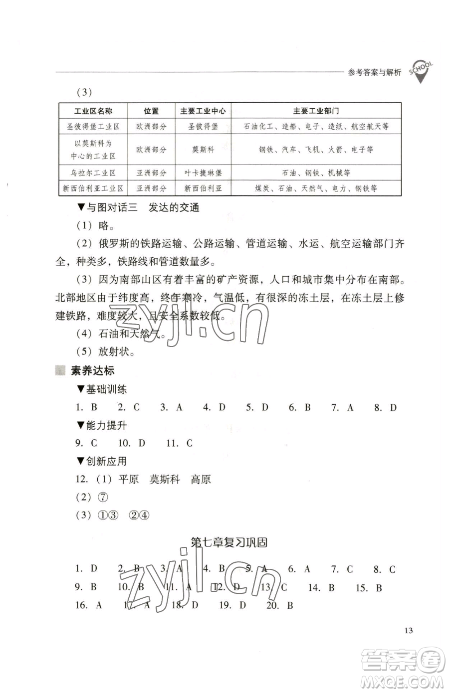 山西教育出版社2023新課程問(wèn)題解決導(dǎo)學(xué)方案七年級(jí)下冊(cè)地理人教版參考答案