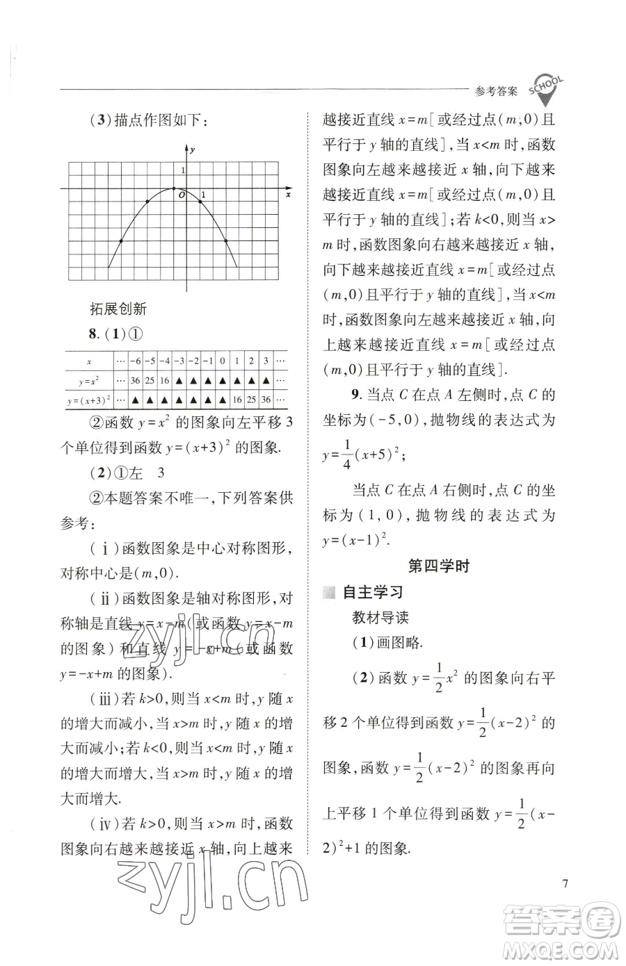 山西教育出版社2023新課程問題解決導(dǎo)學(xué)方案九年級(jí)下冊(cè)數(shù)學(xué)華東師大版參考答案