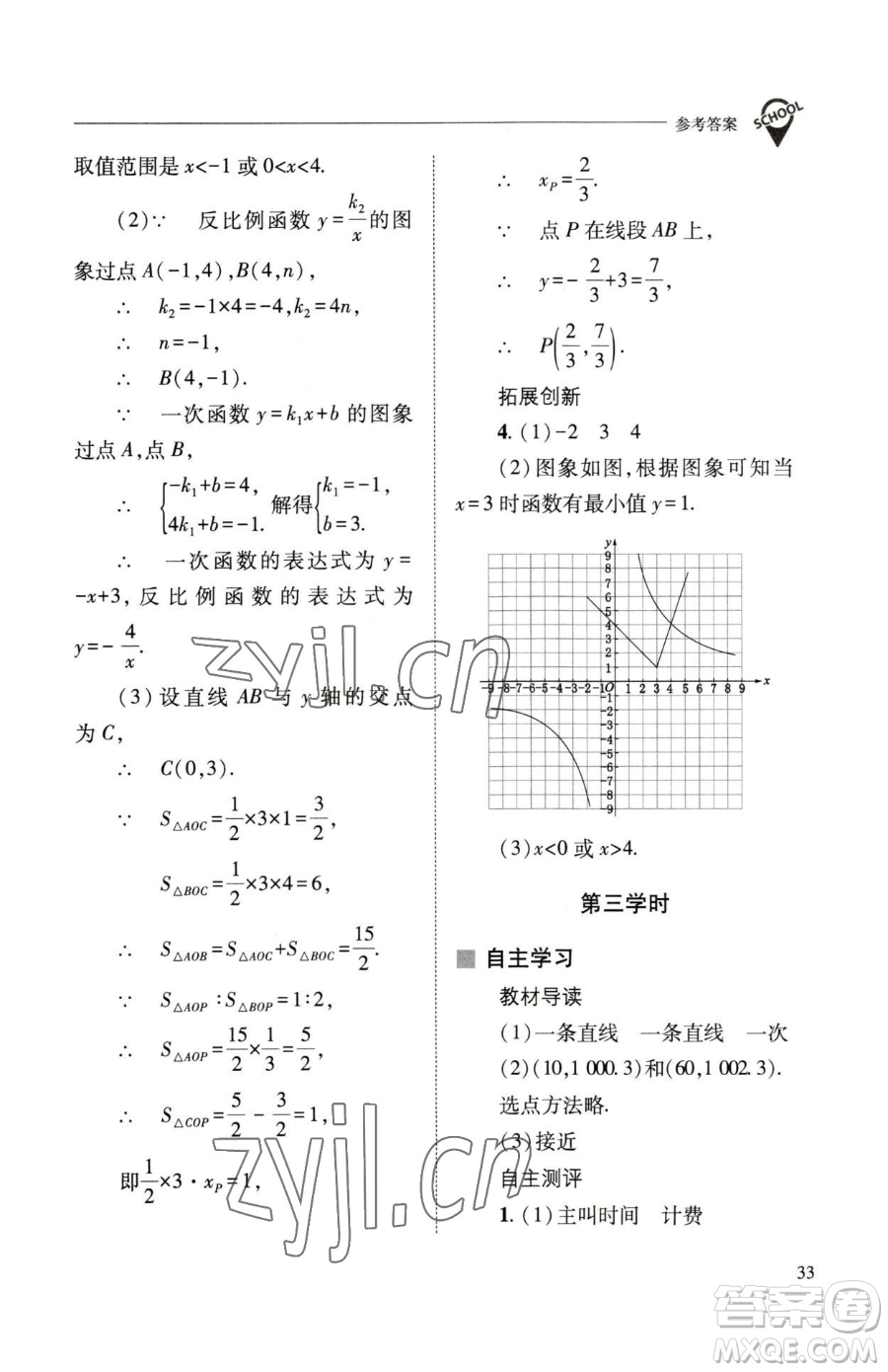 山西教育出版社2023新課程問(wèn)題解決導(dǎo)學(xué)方案八年級(jí)下冊(cè)數(shù)學(xué)華東師大版參考答案