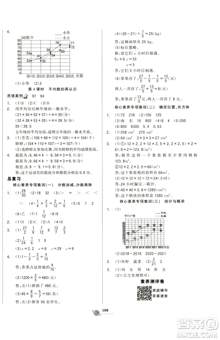 延邊大學(xué)出版社2023世紀(jì)金榜金榜小博士五年級(jí)下冊(cè)數(shù)學(xué)北師大版參考答案