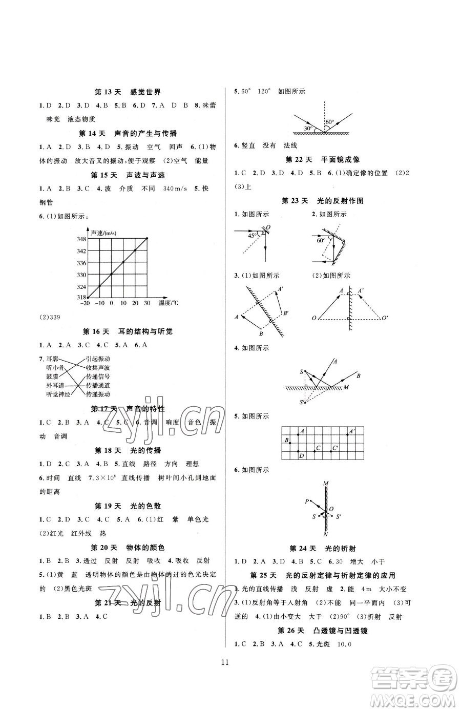 浙江教育出版社2023全優(yōu)新同步七年級(jí)下冊(cè)科學(xué)浙教版參考答案