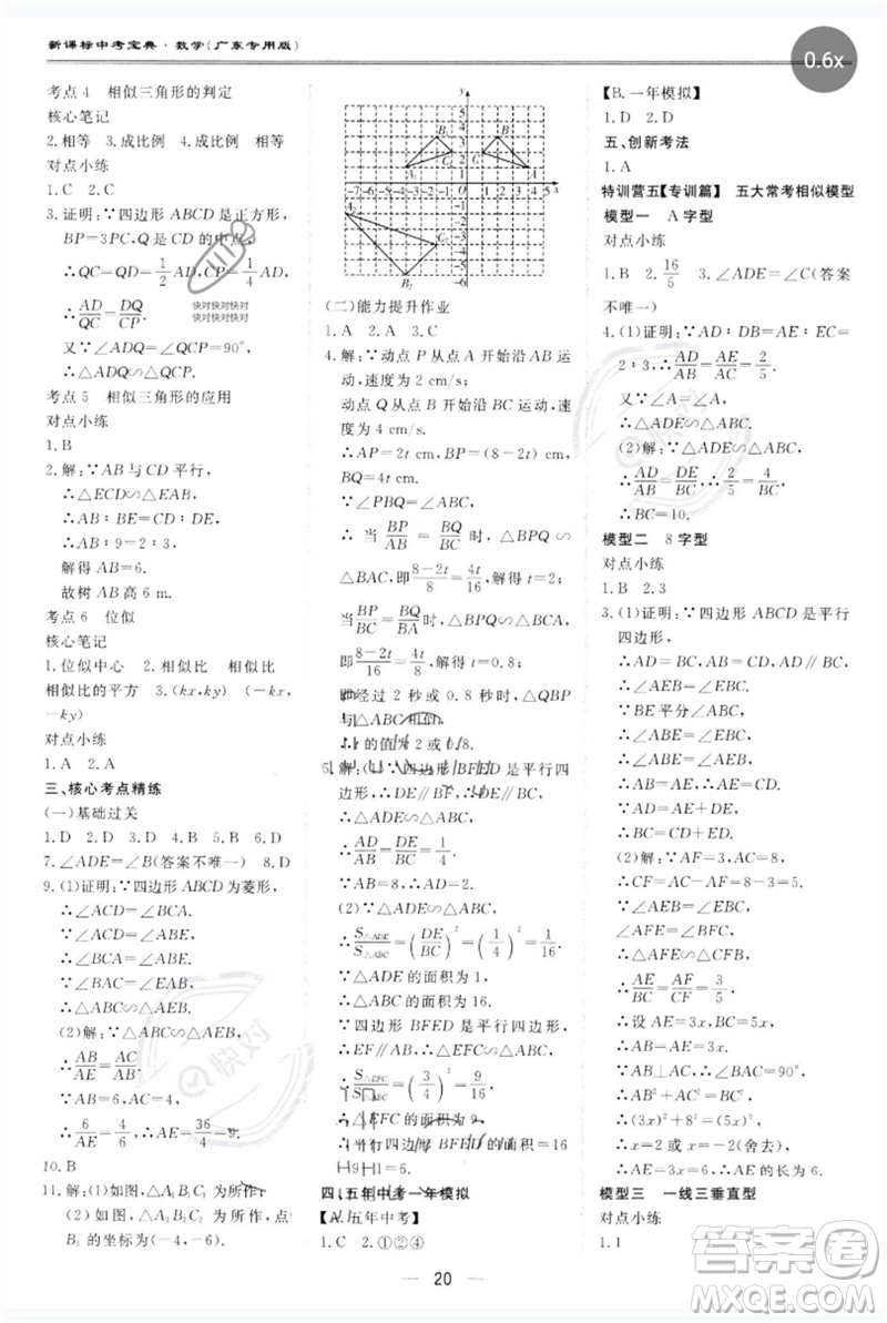 世界圖書出版公司2023新課標中考寶典九年級數(shù)學通用版廣東專版參考答案