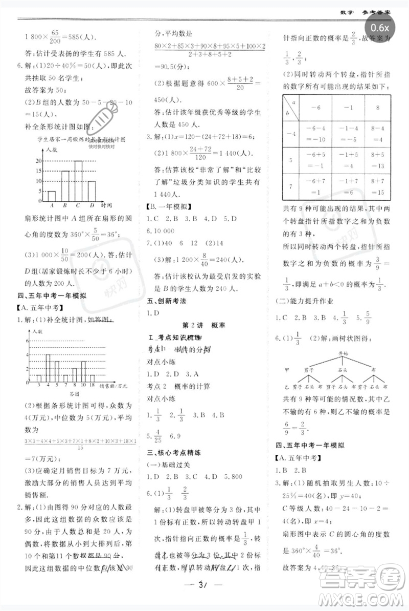 世界圖書出版公司2023新課標中考寶典九年級數(shù)學通用版廣東專版參考答案