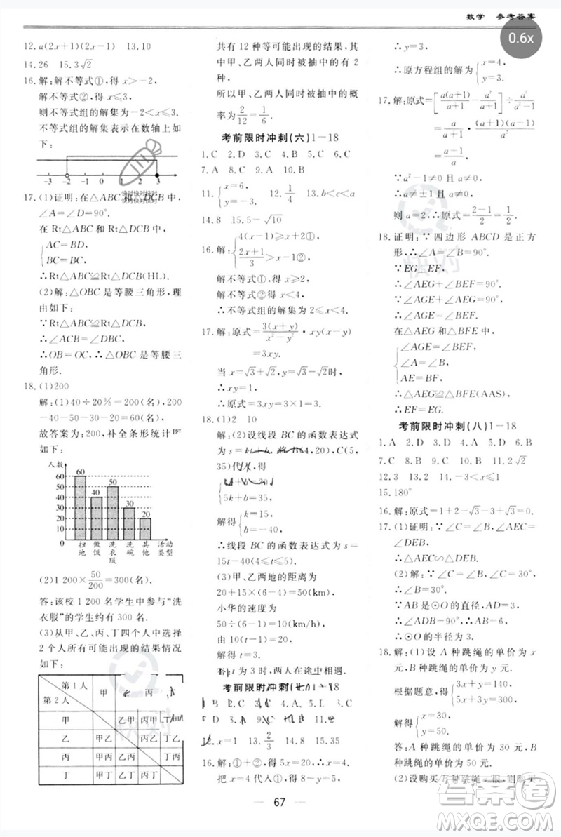 世界圖書出版公司2023新課標中考寶典九年級數(shù)學通用版廣東專版參考答案