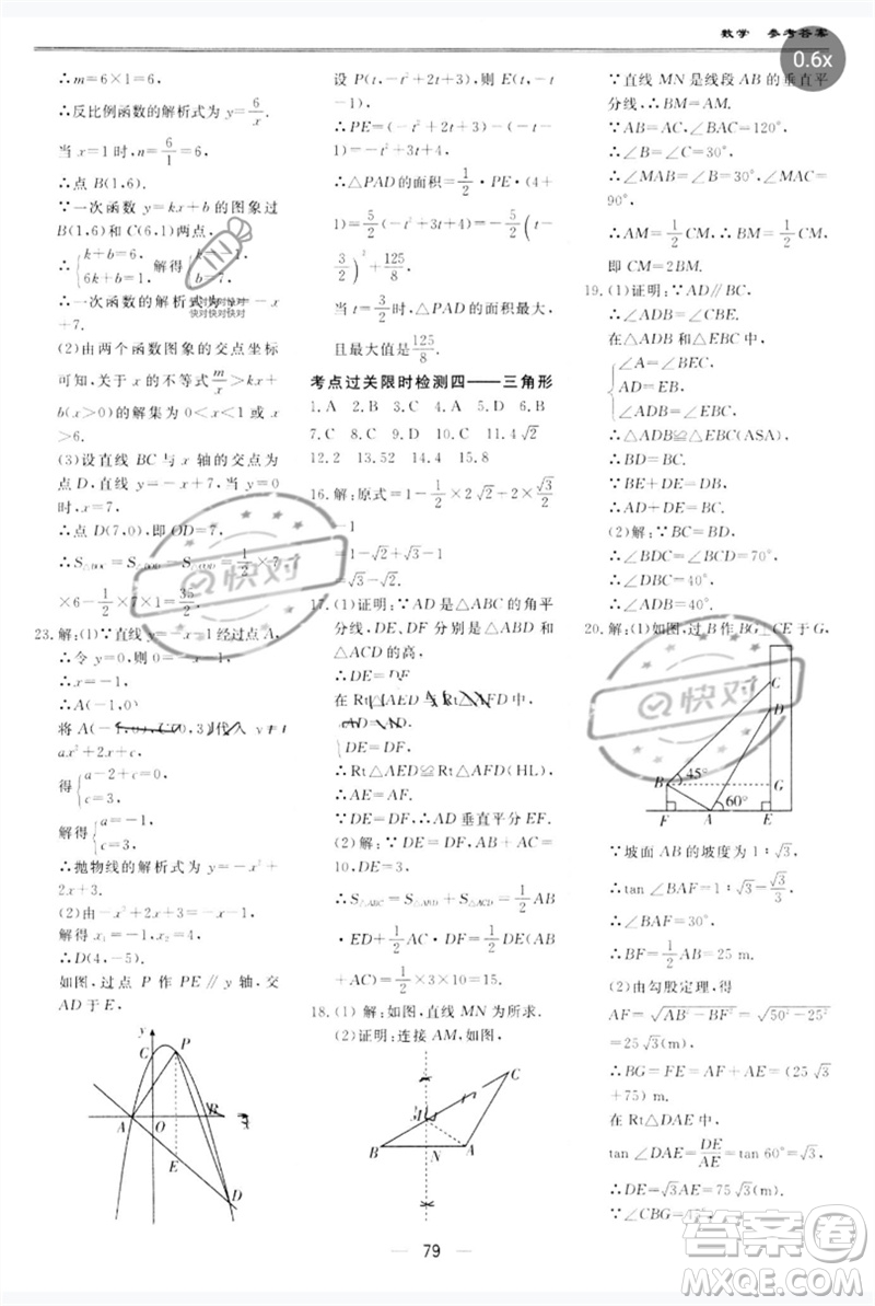 世界圖書出版公司2023新課標中考寶典九年級數(shù)學通用版廣東專版參考答案