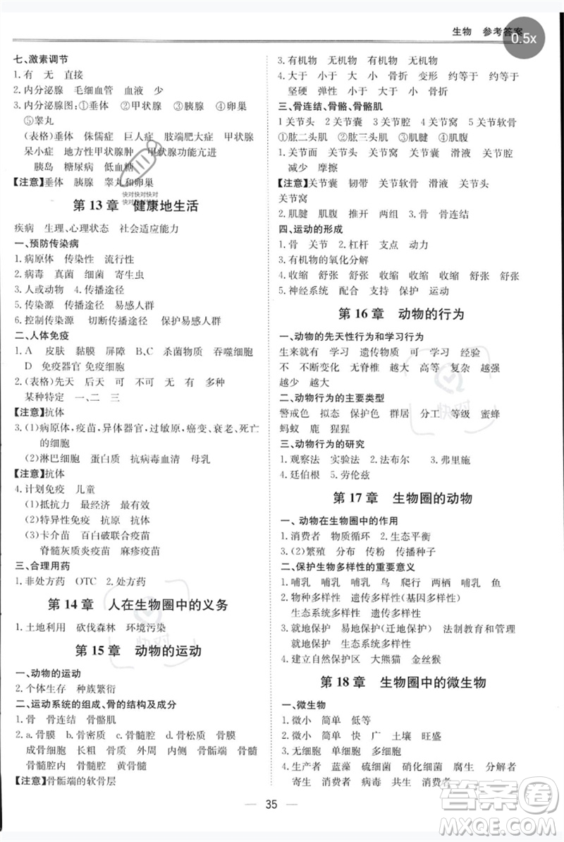 世界圖書出版公司2023新課標(biāo)中考寶典九年級(jí)生物通用版廣東專版參考答案