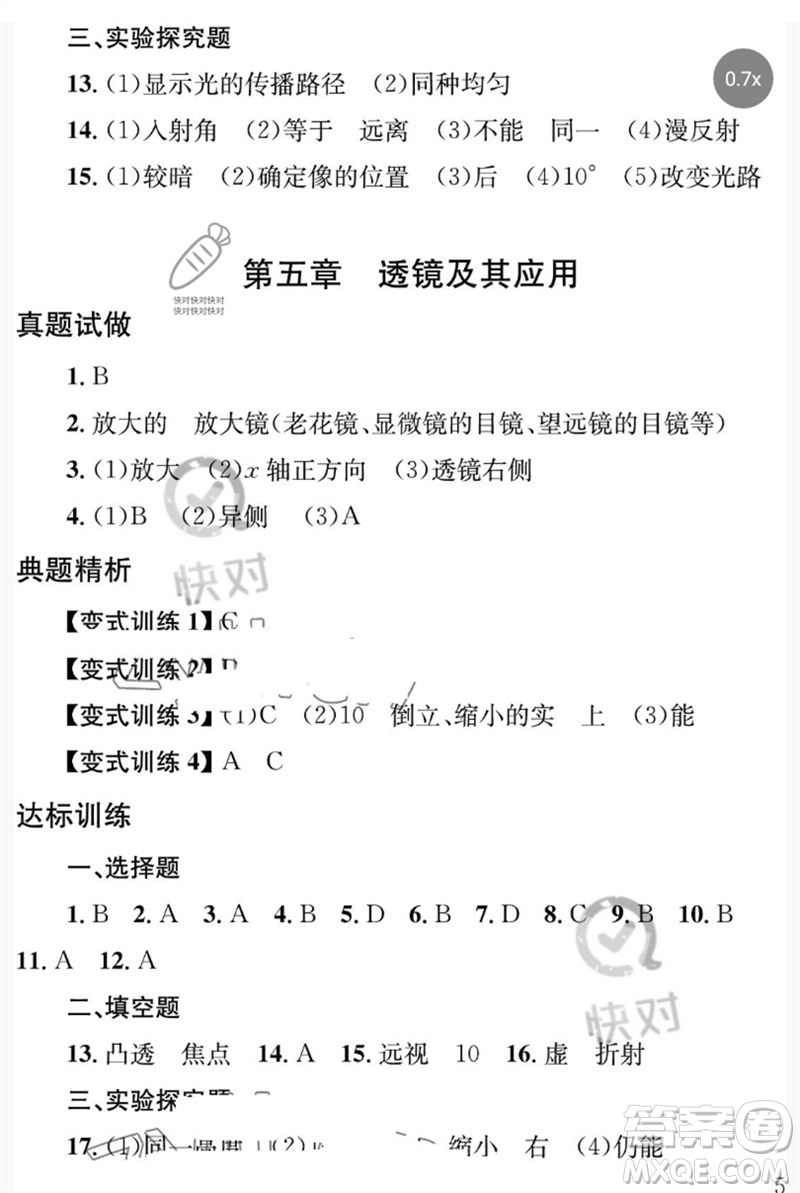 團(tuán)結(jié)出版社2023劍指中考九年級(jí)物理通用版益陽(yáng)專版參考答案