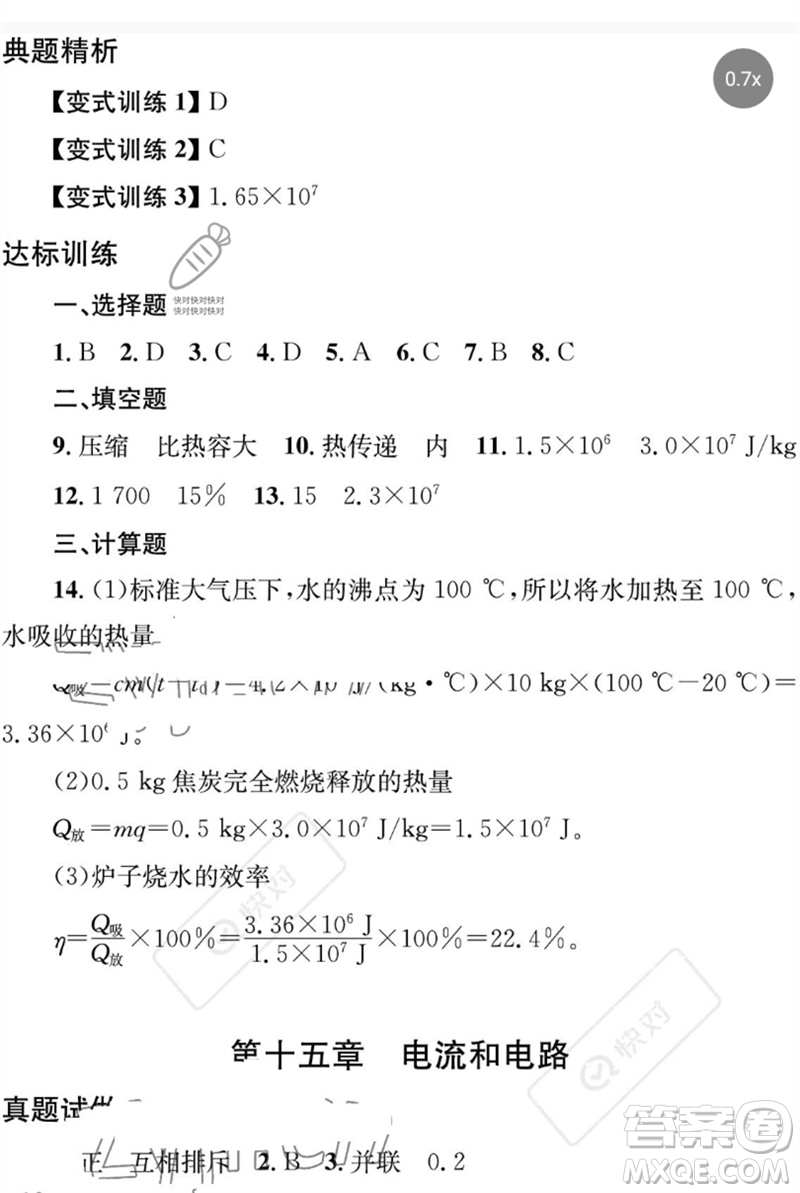 團(tuán)結(jié)出版社2023劍指中考九年級(jí)物理通用版益陽(yáng)專版參考答案