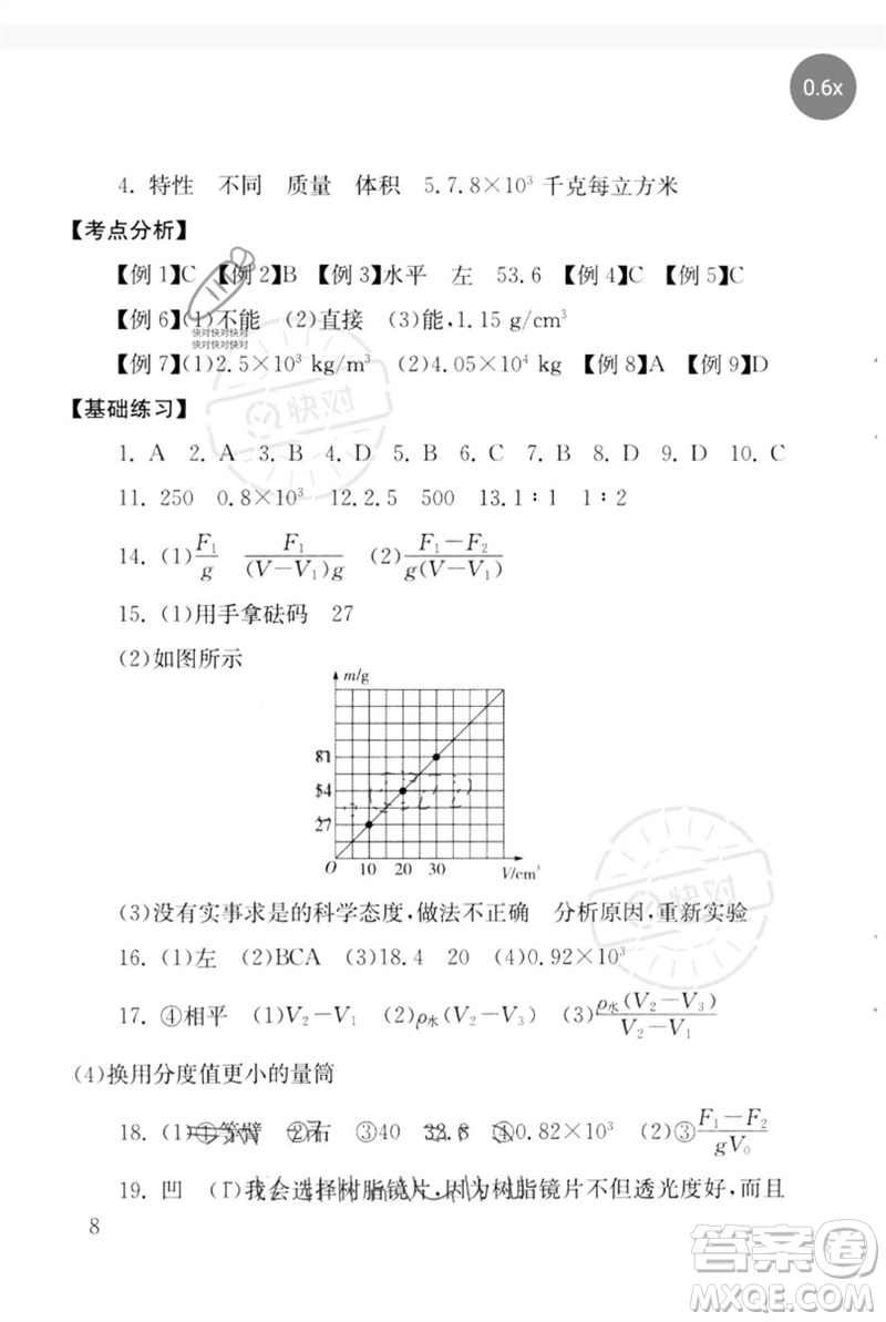 團(tuán)結(jié)出版社2023劍指中考九年級(jí)物理通用版郴州專(zhuān)版參考答案
