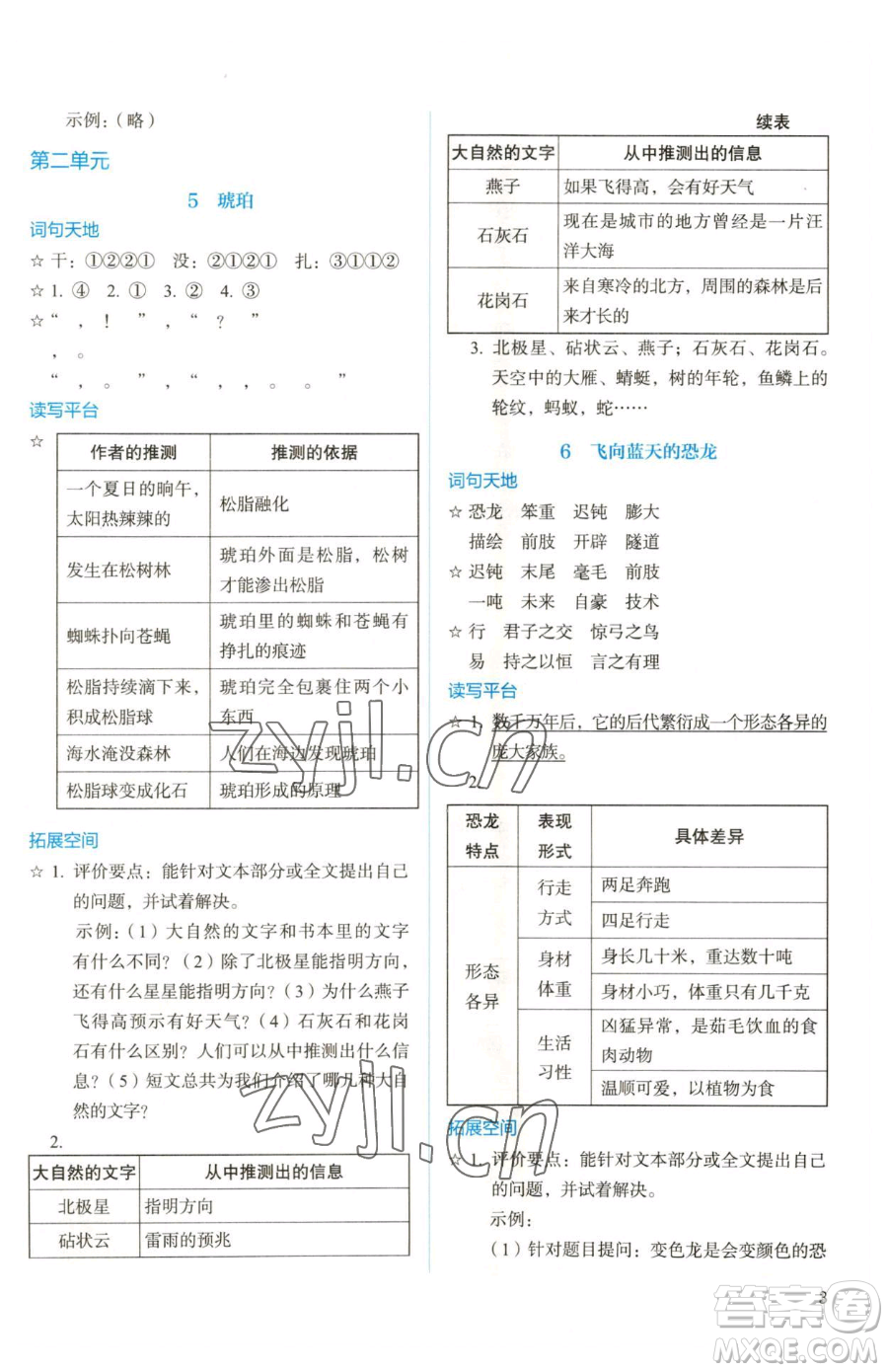 人民教育出版社2023人教金學(xué)典同步解析與測(cè)評(píng)四年級(jí)下冊(cè)語(yǔ)文人教版參考答案