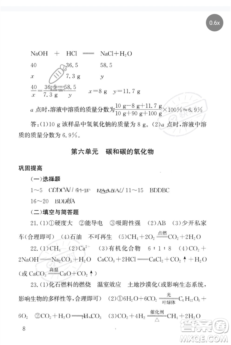 團結(jié)出版社2023劍指中考九年級化學(xué)通用版郴州專版參考答案