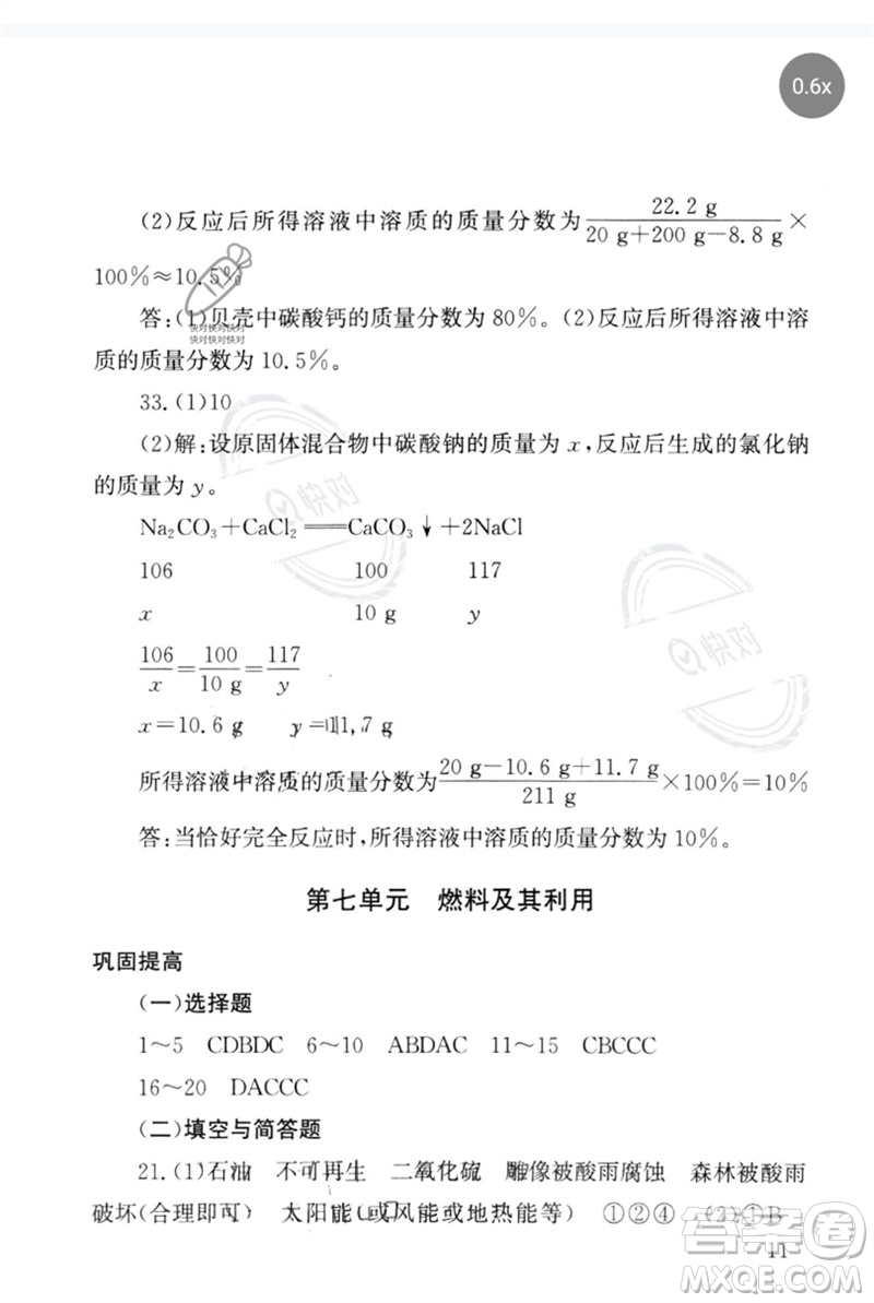 團結(jié)出版社2023劍指中考九年級化學(xué)通用版郴州專版參考答案