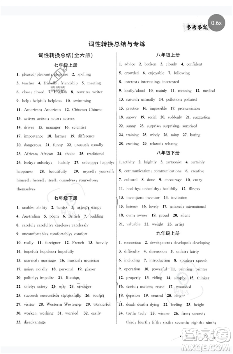 現(xiàn)代教育出版社2023大連中考沖刺教材分冊復(fù)習(xí)九年級英語下冊通用版參考答案
