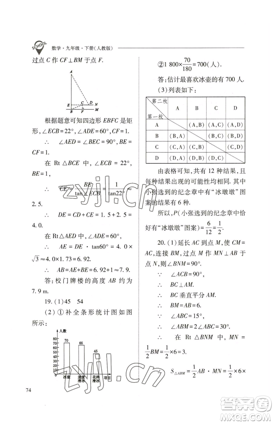 山西教育出版社2023新課程問題解決導(dǎo)學(xué)方案九年級(jí)下冊(cè)數(shù)學(xué)人教版參考答案