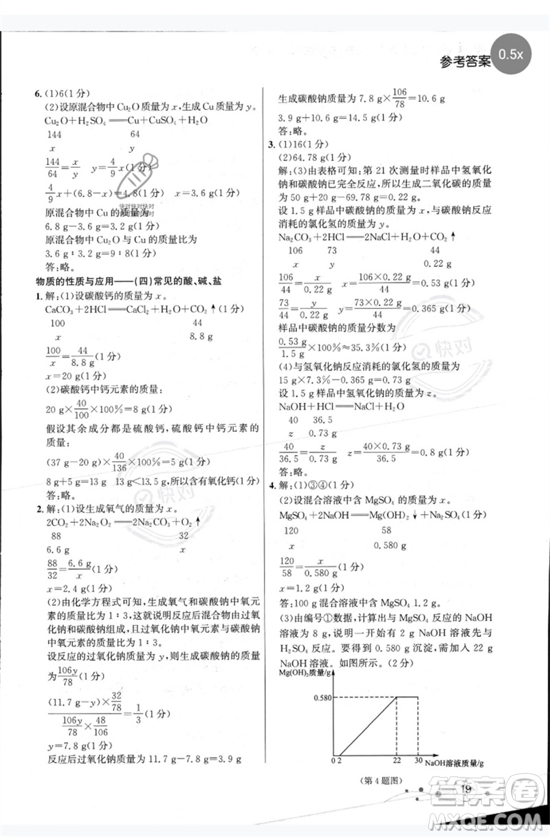 現(xiàn)代教育出版社2023大連中考沖刺專題復(fù)習九年級化學(xué)通用版參考答案