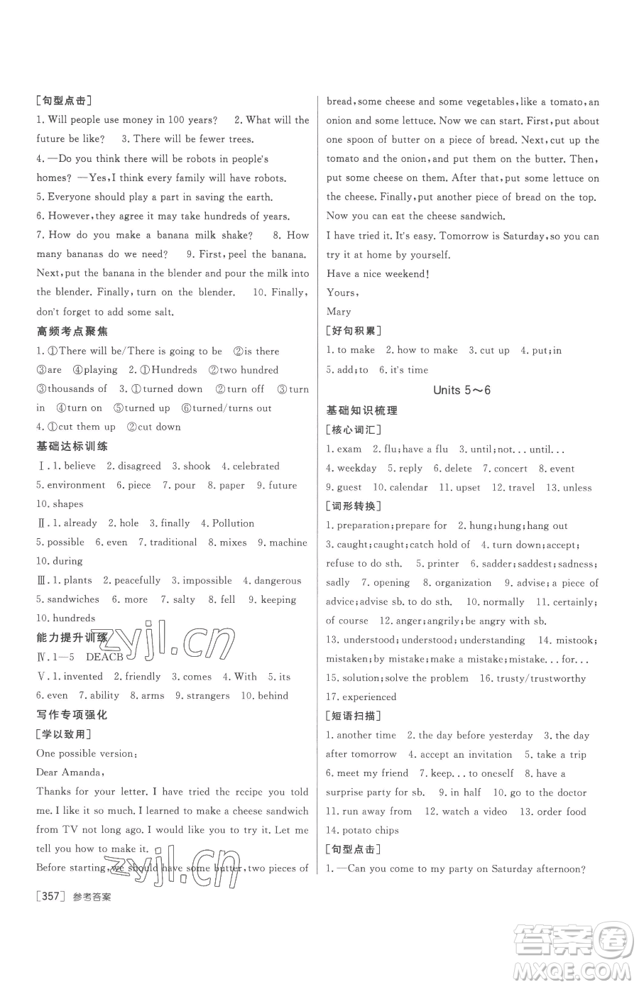 新疆青少年出版社2023升學(xué)錦囊九年級全一冊英語泰安專版參考答案