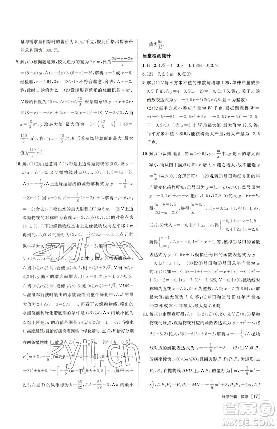 新疆青少年出版社2023升學(xué)錦囊九年級(jí)全一冊(cè)數(shù)學(xué)泰安專版參考答案