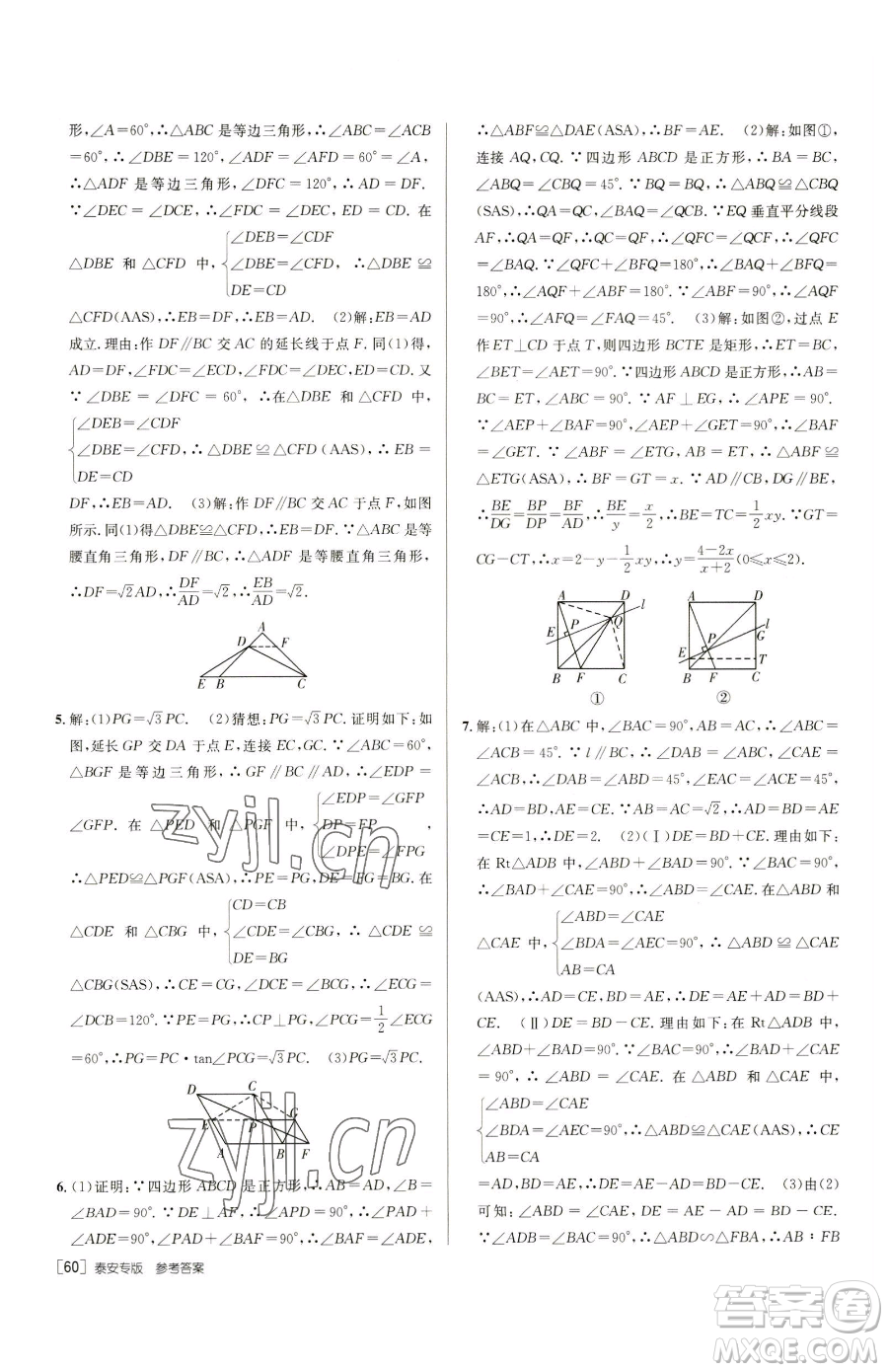 新疆青少年出版社2023升學(xué)錦囊九年級(jí)全一冊(cè)數(shù)學(xué)泰安專版參考答案