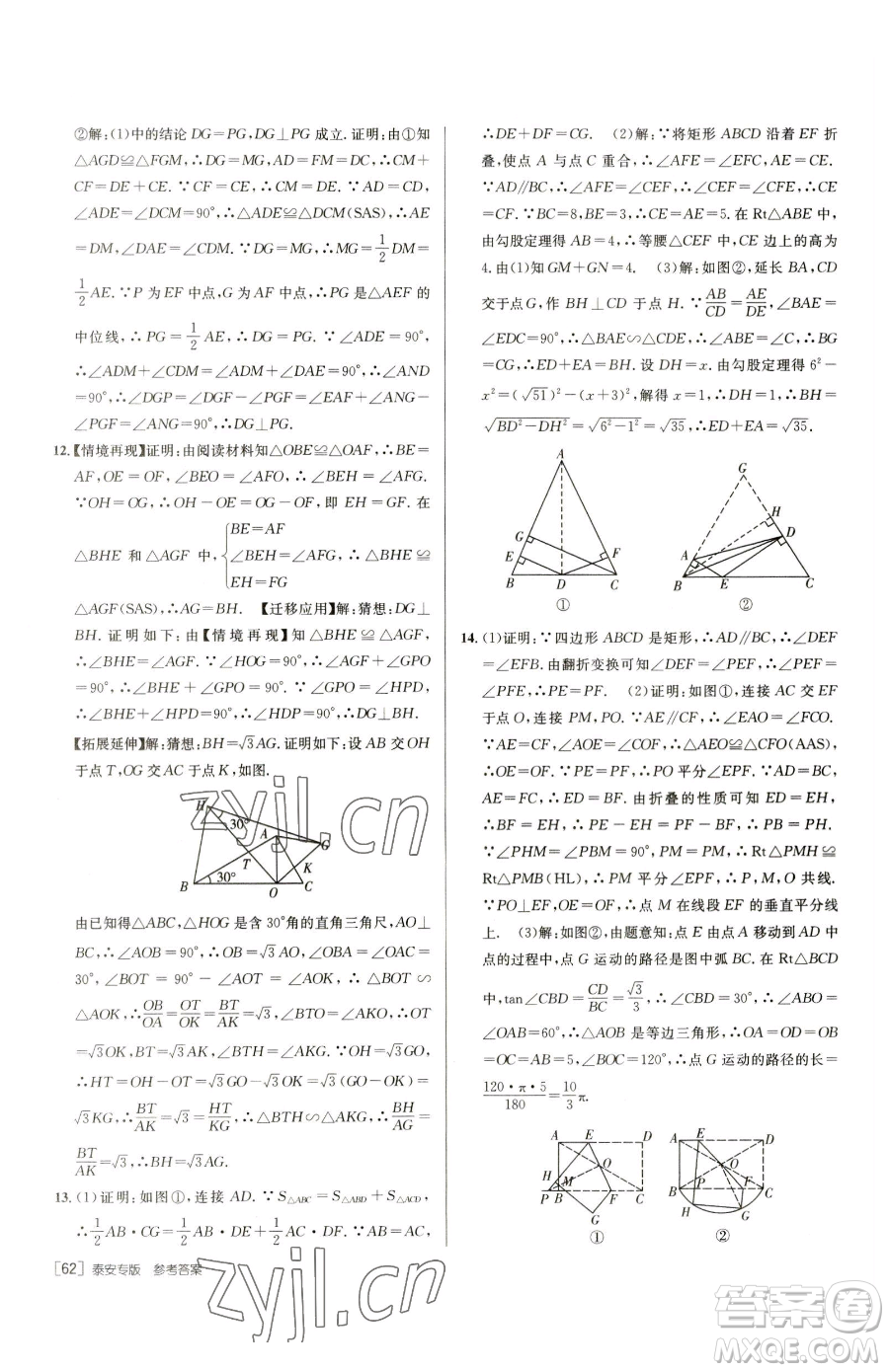 新疆青少年出版社2023升學(xué)錦囊九年級(jí)全一冊(cè)數(shù)學(xué)泰安專版參考答案