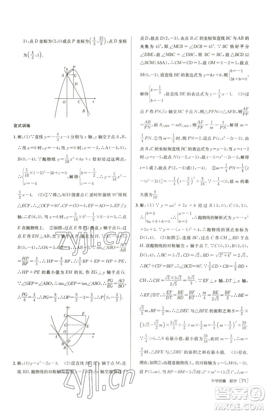 新疆青少年出版社2023升學(xué)錦囊九年級(jí)全一冊(cè)數(shù)學(xué)泰安專版參考答案