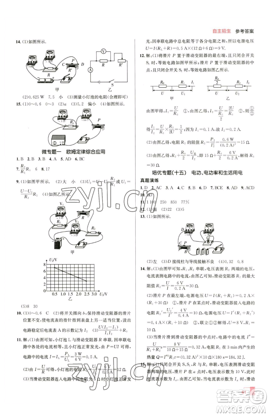 新疆青少年出版社2023升學(xué)錦囊九年級(jí)全一冊(cè)物理青島專版參考答案