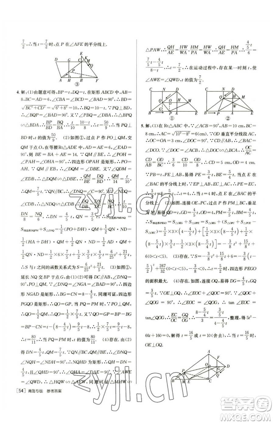 新疆青少年出版社2023升學(xué)錦囊九年級全一冊數(shù)學(xué)青島專版參考答案