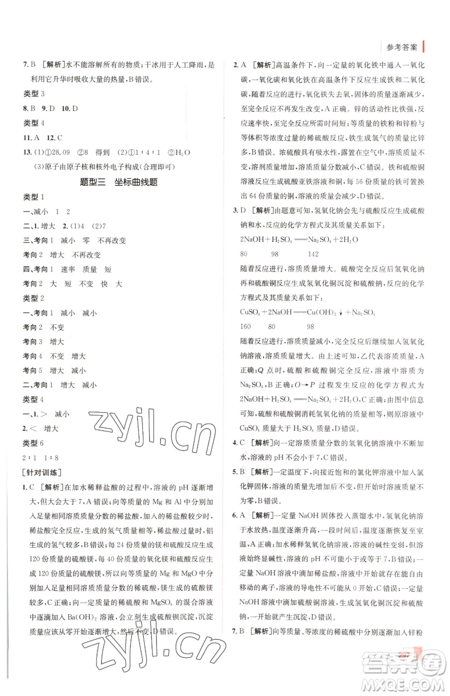 新疆青少年出版社2023升學(xué)錦囊九年級(jí)全一冊(cè)化學(xué)青島專(zhuān)版參考答案