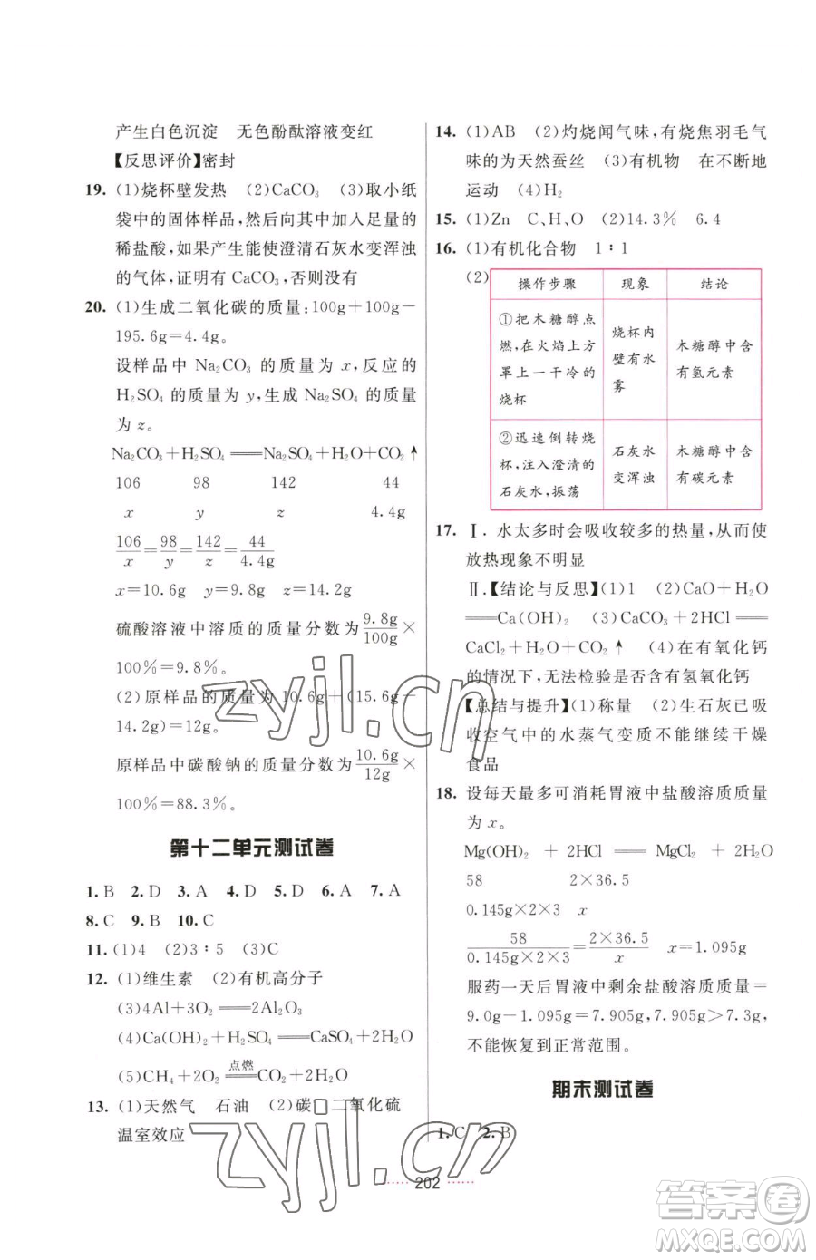 吉林教育出版社2023三維數(shù)字課堂九年級(jí)下冊(cè)化學(xué)人教版參考答案